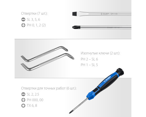 ЗУБР 63 предм., Набор отверток, Профессионал-63 (25243)