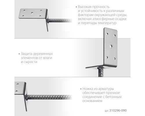 ЗУБР ОС-L 91 х 120 х 60 мм, L-образное основание столба (310296-090)