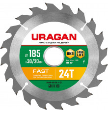 URAGAN Fast 185x30/20мм 24Т, диск пильный по дереву