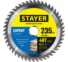 STAYER EXPERT 235 x 32/30мм 48Т, диск пильный по дереву, точный рез