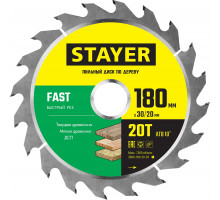 STAYER FAST 180 x 30/20мм 20Т, диск пильный по дереву, быстрый рез