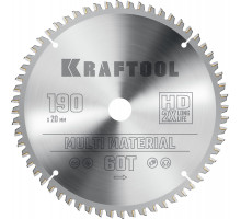 KRAFTOOL Multi Material 190х20мм 60Т, диск пильный по алюминию