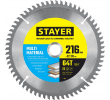 STAYER MULTI MATERIAL 216х32/30мм 64Т, диск пильный по алюминию, супер чистый рез