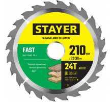 STAYER FAST 210 x 32/30мм 24Т, диск пильный по дереву, быстрый рез