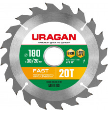 URAGAN Fast 180х30/20мм 20Т, диск пильный по дереву