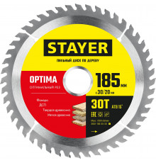 STAYER OPTIMA 185 x 30/20мм 30Т, диск пильный по дереву, оптимальный рез