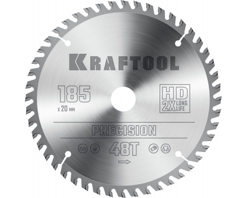 KRAFTOOL PRECISION 185x20мм 48Т, диск пильный по дереву