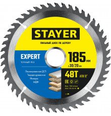 STAYER EXPERT 185 x 30/20мм 48Т, диск пильный по дереву, точный рез