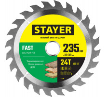 STAYER FAST 235 x 32/30мм 24Т, диск пильный по дереву, быстрый рез