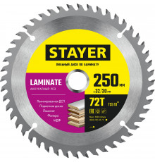 STAYER LAMINATE 250 x 32/30мм 72Т, диск пильный по ламинату, аккуратный рез