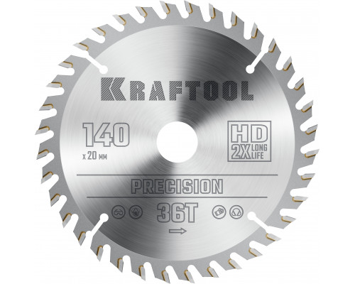 KRAFTOOL PRECISION 140х20мм 36Т, диск пильный по дереву