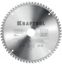 KRAFTOOL Multi Material 230х30мм 64Т, диск пильный по алюминию