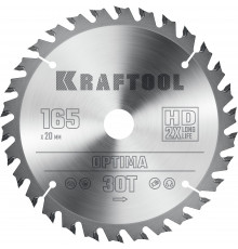 KRAFTOOL Optima 165х20мм 30Т, диск пильный по дереву