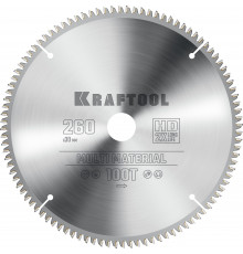 KRAFTOOL Multi Material 260х30мм 100Т, диск пильный по алюминию