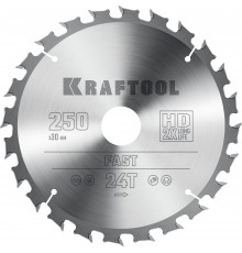 KRAFTOOL Fast 250х30мм 24Т, диск пильный по дереву