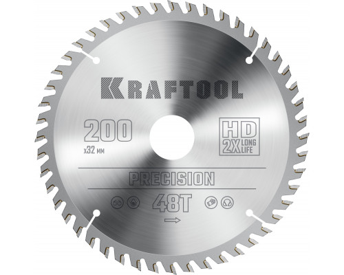 KRAFTOOL PRECISION 200х32мм 48Т, диск пильный по дереву