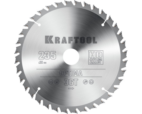 KRAFTOOL Optima 235х30мм 36Т, диск пильный по дереву