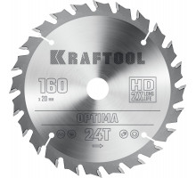 KRAFTOOL Optima 160х20мм 24Т, диск пильный по дереву