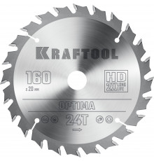 KRAFTOOL Optima 160х20мм 24Т, диск пильный по дереву