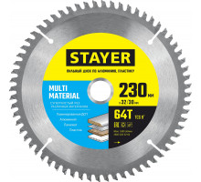 STAYER MULTI MATERIAL 230х32/30мм 64Т, диск пильный по алюминию, супер чистый рез