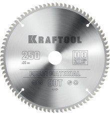 KRAFTOOL Multi Material 250х30мм 80Т, диск пильный по алюминию