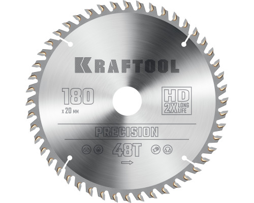 KRAFTOOL PRECISION 180х20мм 48Т, диск пильный по дереву