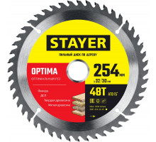 STAYER OPTIMA 254 x 32/30мм 48Т, диск пильный по дереву, оптимальный рез