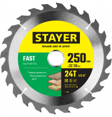 STAYER FAST 250 x 32/30мм 24Т, диск пильный по дереву, быстрый рез