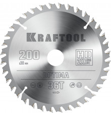 KRAFTOOL Optima 200х30мм 36Т, диск пильный по дереву