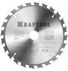 KRAFTOOL Fast 190х20мм 24Т, диск пильный по дереву