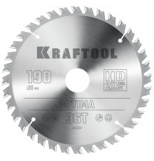 KRAFTOOL Optima 190х30мм 36Т, диск пильный по дереву