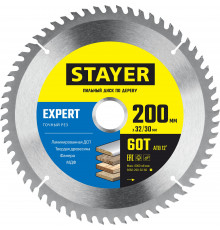 STAYER EXPERT 200 x 32/30мм 60Т, диск пильный по дереву, точный рез