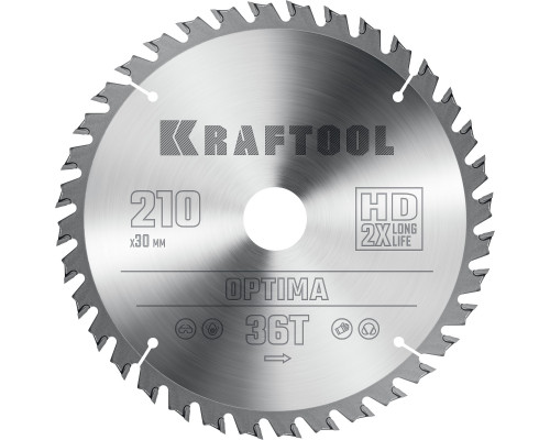 KRAFTOOL Optima 210х30мм 36Т, диск пильный по дереву