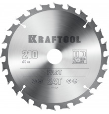 KRAFTOOL Fast 210х30мм 24Т, диск пильный по дереву