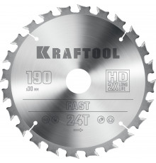 KRAFTOOL Fast 190х30мм 24Т, диск пильный по дереву