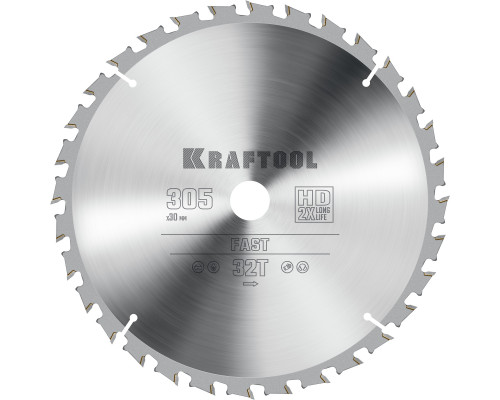 KRAFTOOL Fast 305х30мм 32Т, диск пильный по дереву