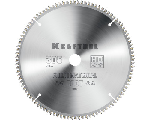 KRAFTOOL Multi Material 305х30мм 100Т, диск пильный по алюминию