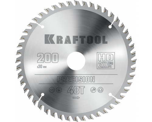 KRAFTOOL PRECISION 200х30мм 48Т, диск пильный по дереву