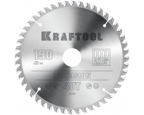 KRAFTOOL PRECISION 190х30мм 48Т, диск пильный по дереву