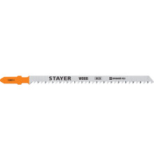 STAYER T301CD, T-хвост., HCS сталь, по дереву, шаг зуба 3мм, (6TPI), раб. длина 90мм, 2шт, Полотна для лобзика, Professional (15982-4)