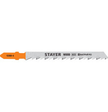 STAYER T144D, T-хвост., HCS сталь, по дереву, шаг зуба 4мм, (6TPI), раб. длина 75мм, 2шт, Полотна для лобзика, Professional (15984-4)