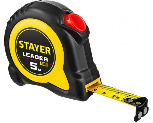 STAYER Leader 5м х 25мм, Рулетка с автостопом (3402-5)