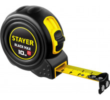 STAYER BlackMax 10м х 25мм, Рулетка с двумя фиксаторами (3410-010)