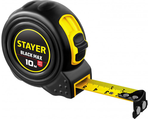 STAYER BlackMax 10м х 25мм, Рулетка с двумя фиксаторами (3410-010)