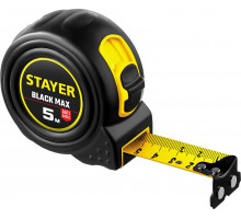 STAYER BlackMax 5м х 25мм, Рулетка с двумя фиксаторами (3410-05-25)