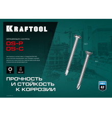 KRAFTOOL DS-P 25 х 4.8 мм, А2, сверло, полукр. головка, ТХ25, саморез нержавеющий, 300 шт (300931-48-025)