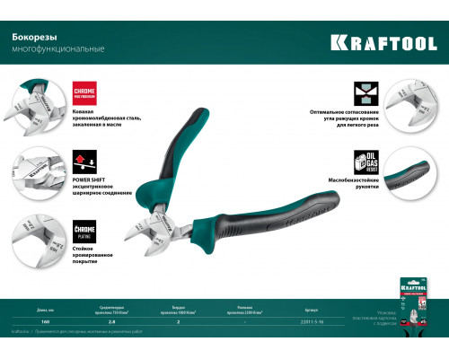 KRAFTOOL 160 мм, Бокорезы (22011-5-16)