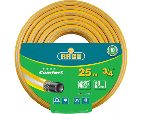 RACO COMFORT, 3/4″ 25 м, 25 атм, трёхслойный, армированный, поливочный шланг (40303-3/4-25)