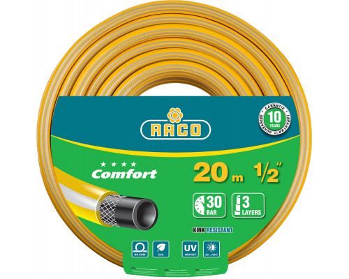 RACO COMFORT, 1/2″ 20 м, 30 атм, трёхслойный, армированный, поливочный шланг (40303-1/2-20)