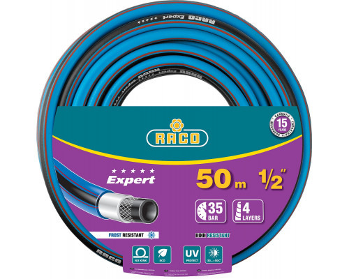 RACO EXPERT, 1/2″ 50 м, 35 атм, четырёхслойный, армированный, поливочный шланг (40302-1/2-50)